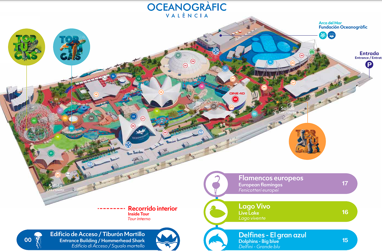 Plano que el Oceanogràfic ofrece en su web.